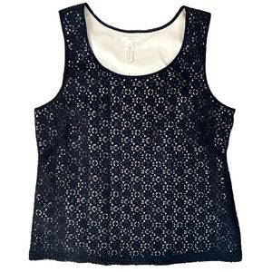 J. Crew Black Lace Overlay Tank Top